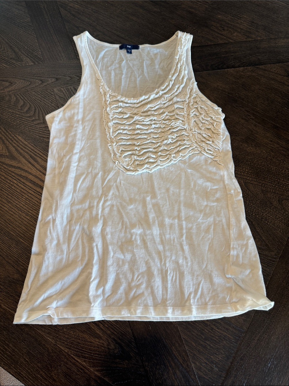 GAP White Ruffle Front Tank Top